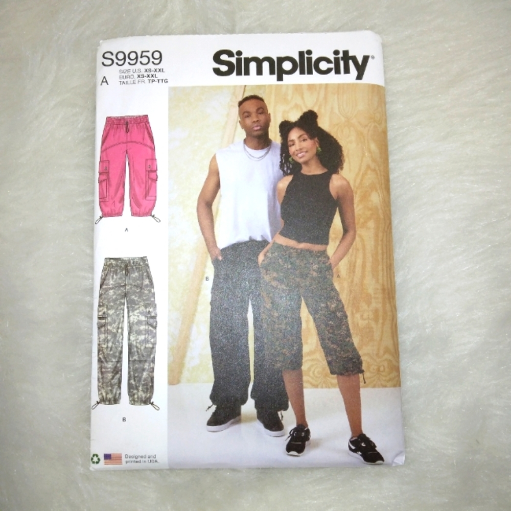 SIMPLICITY S9959 SZ XS-XXL. Unisex Cargo Pants in 2 lengths